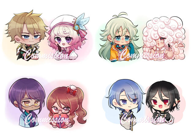 Half Body Sketch Couple Chibi