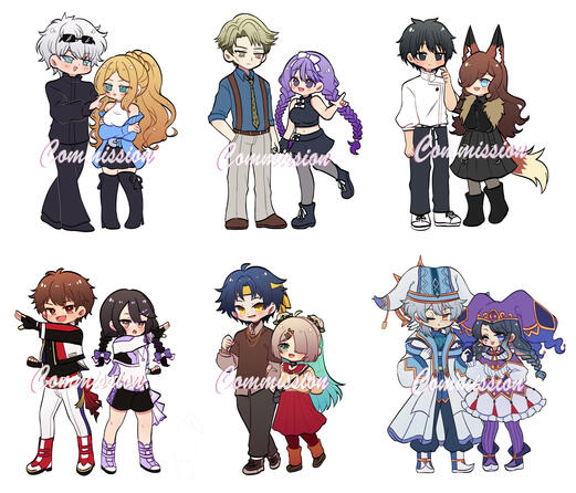 Fullbody Couple Semi Chibi