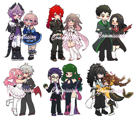 Fullbody Couple Semi Chibi